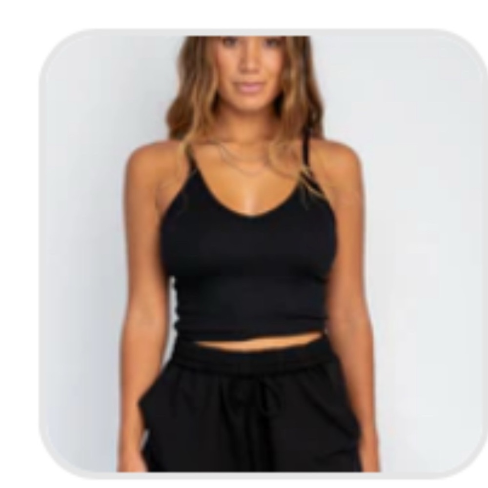 Skatie Black Fitted Crop Tank Top